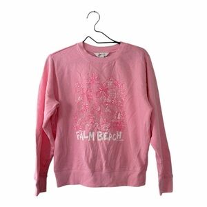 Lilly Pulitzer Ballad Pink Crew Neck Sweatshirt Palm Beach Women’s Size XXS NEW